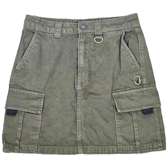 Forever 21 Cargo Skirt Women's Size Small Olive Green Cotton 4 Pocket Mini - Picture 9 of 9